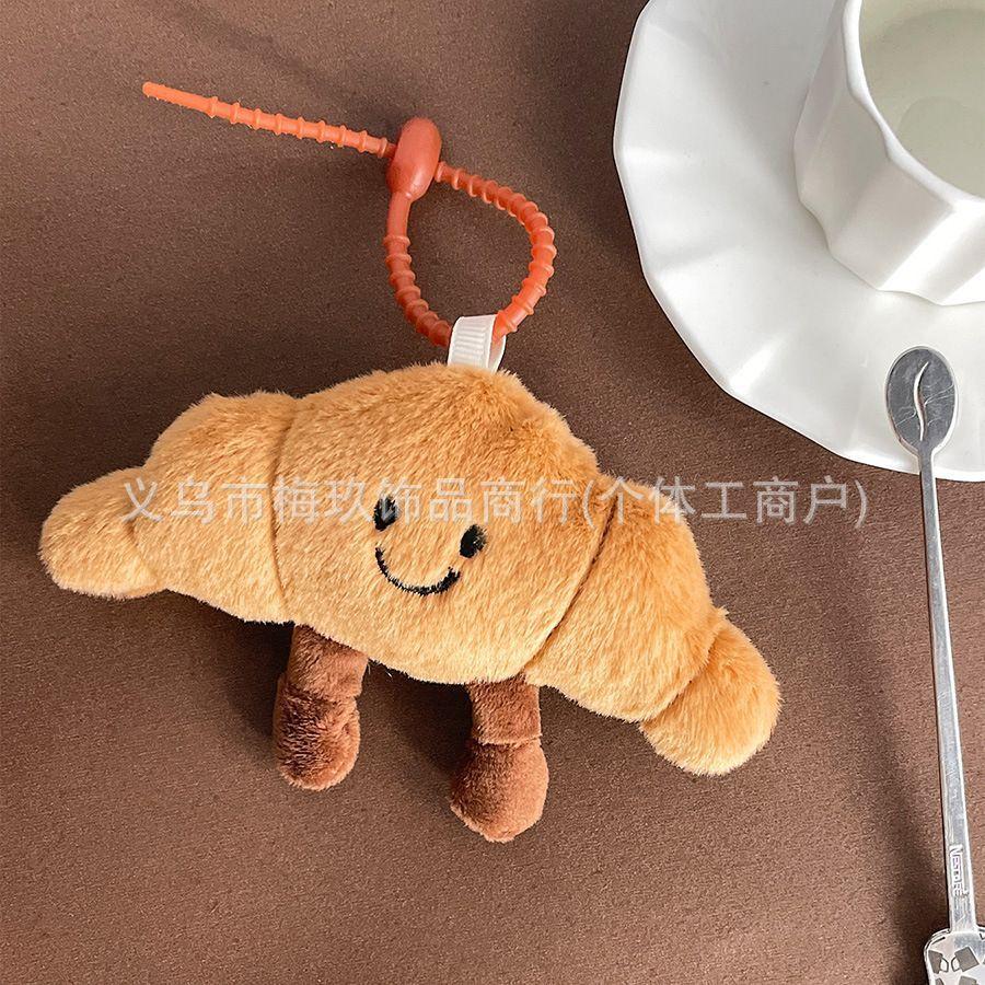 New Cute French Baguette Stuffed Bun Doll Squeaks Croissant Doll Key Chain Pendant Bag Pendant.