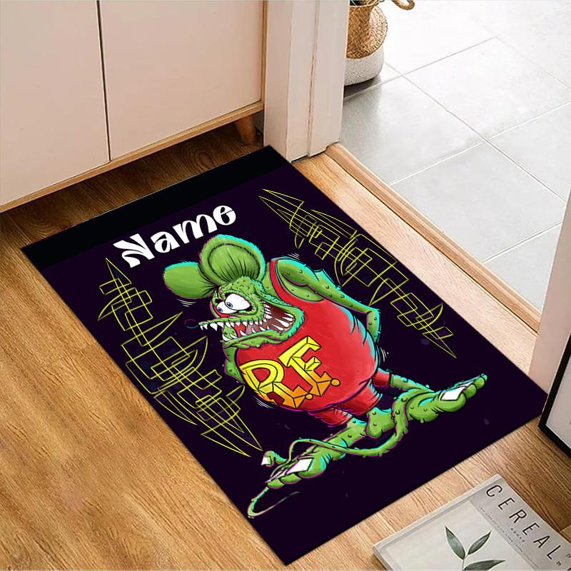 Custom Name Rat Fink Truck Adventure Rug Game Carpet, Floor Mat for Bedroom Living Room Entryway Rug, Home Decor Idea Gift for Christmas birthday