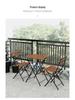 Outdoor Solid Wood Folding Balcony Table and Chair Set - 3-Piece