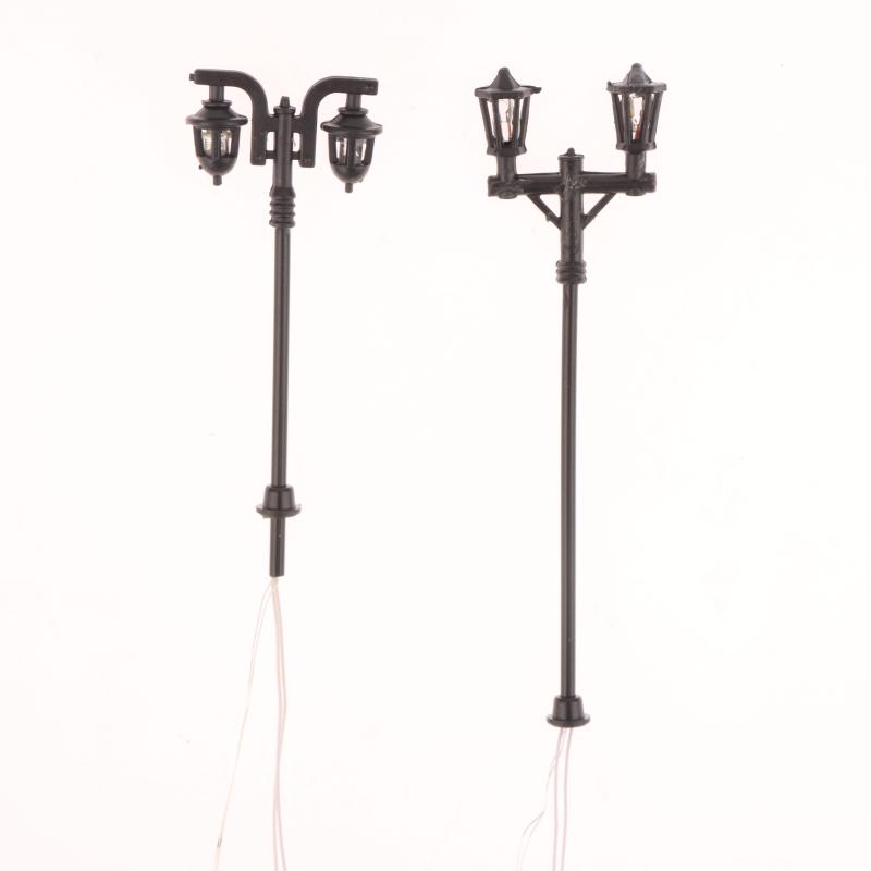 10Pcs Railway Bonsai Micro Landscape Decor For Rail And Building Layout Model Railway Lamppost Led Park Lanterns Lamps