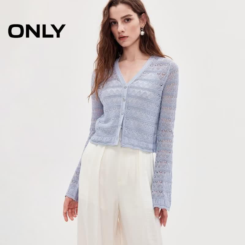 ONLY Women s Open-Knit V-Neck Cardigan S