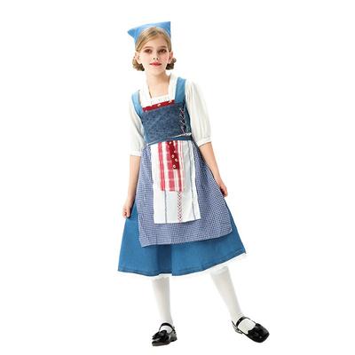 Dětské kostýmy na Halloween Evropské pastýřské dívčí oblečení Středověký panský dům Obyčejná sukně Vintage služebnické oblečení