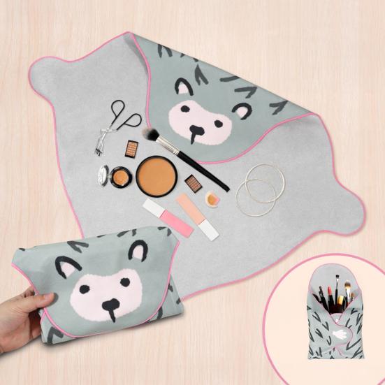 Universal Storage Cloth Makeup Bag Self-Adhesive Fastener Tape Portable Cosmetic Pouch Travel Organizer