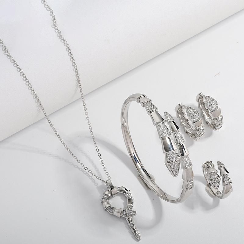 2026 Jewelry High-end Jewelry 4-piece Necklace Jewelry Snake Zircon Jewelry Set Women