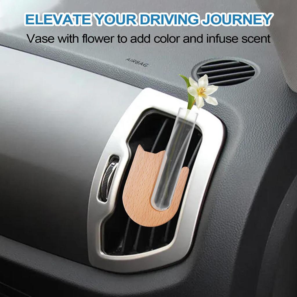 Car Vent Plant Holder Car Vase Vent Clip Propagation Plant Holder Wooden Automotive Aesthetic Interior Decoration For Sedan