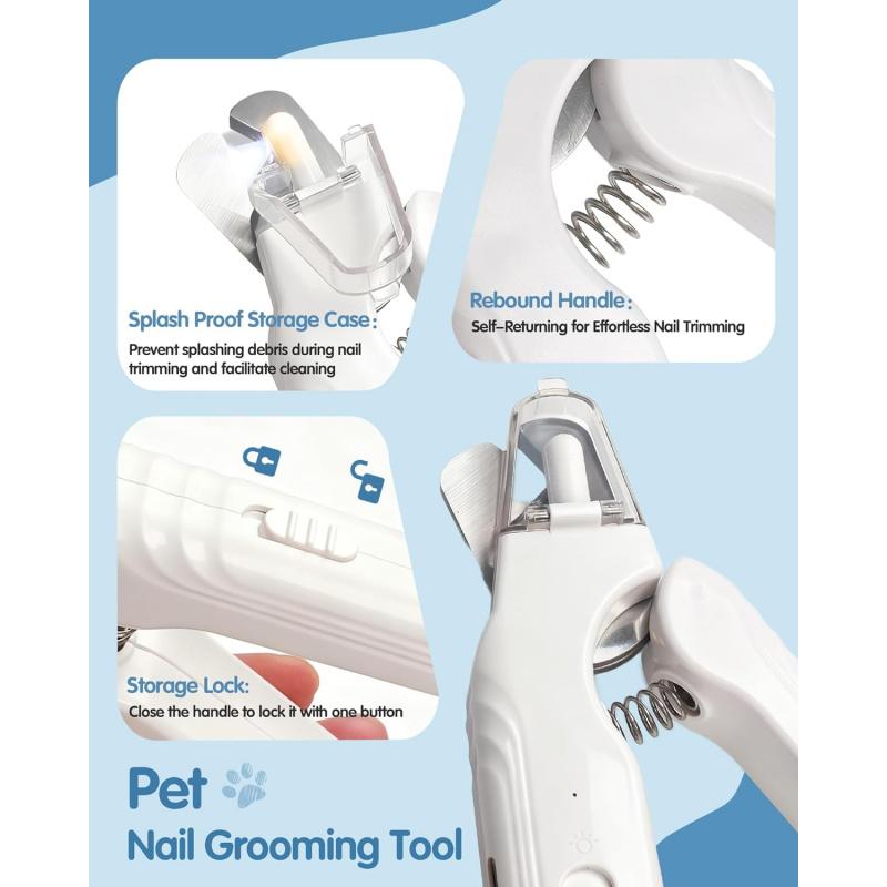 Ultra Quiet USB Rechargeable 2-in-1 Dog Nail Clippers And Grinder with LED Lights And Splash Guard Pet Paw Grooming Tool
