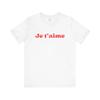 Je T'aime Französisches Grafik-T-Shirt, Roter Schriftzug, T-Shirt en Francais
