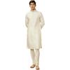 Manyavar Kurta Set for Men, Full Sleeves Mandarin Collar Ethnic Kurta Set for Engagement, Wedding, Party Solid (Off Whit