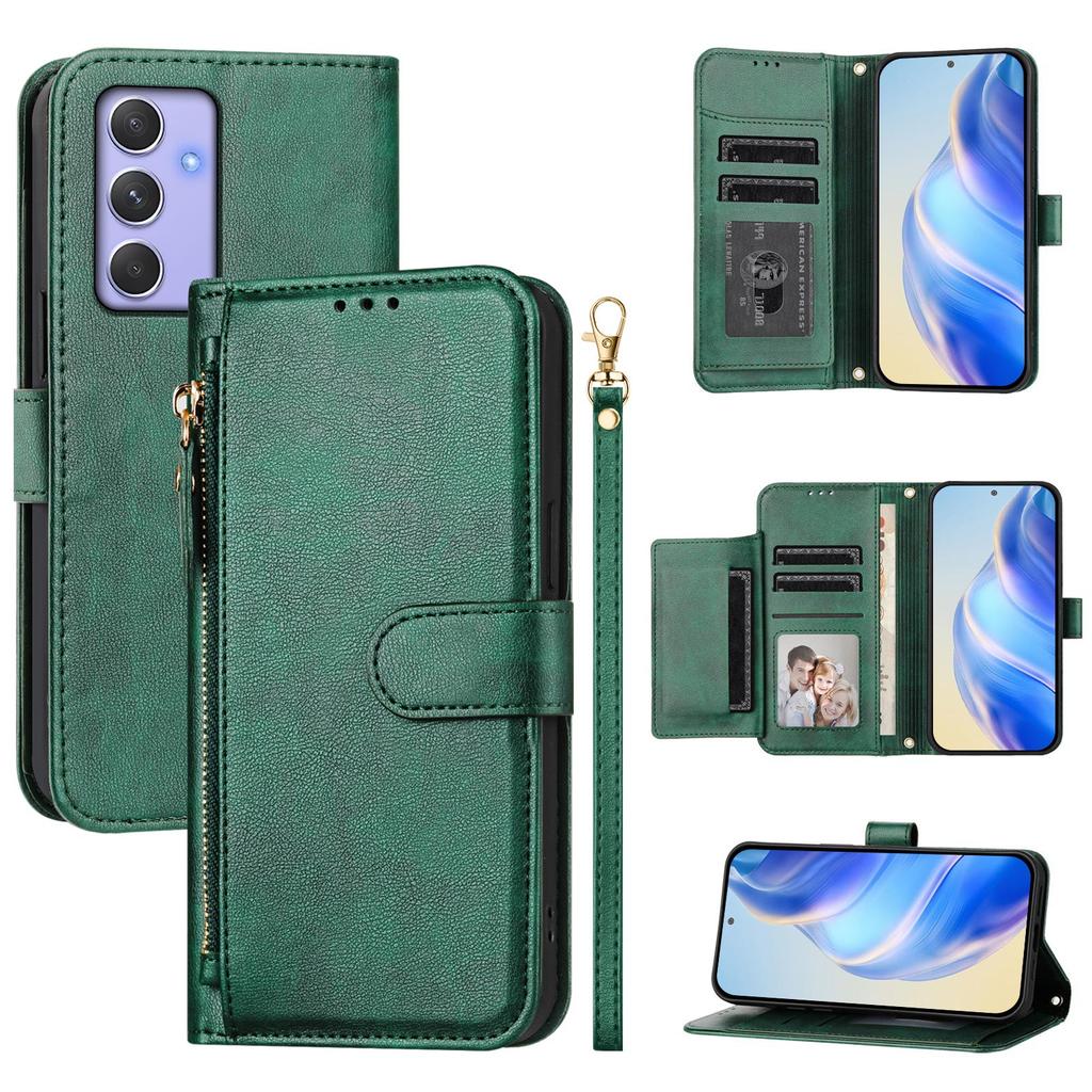 For Samsung Galaxy A54 5G Case Zipper Pocket Multiple Card Slots Leather Phone Cover