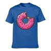 Unisexs Cotton Short Sleeve Tshirt With Fun Bitten Pink Glazed Donut Print Casual Summer Graphic Tee For Daily Wear