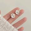 White Enamel Oil Flower Stud Earrings for Women Cute Small Twist Earrings Wedding Party Simple Elegant Zircon Gift
