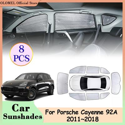 Pare-soleils de voiture pour Porsche Cayenne E2 92A 2011~2018 Avant Arrière Fenêtre Latérale Visière Rideau Couverture Complète Pare-brise Tampons Accessoire