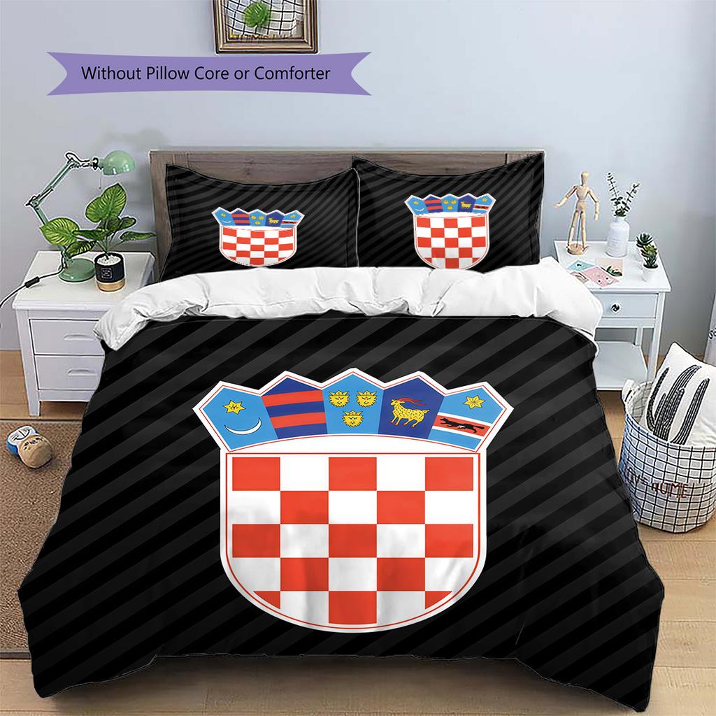 Hrvatski Nogometni Savez Pattern Bedding Quilt Set Home Decoration Gift (1 * Duvet Cover + 2 * Pillowcase Without Core)