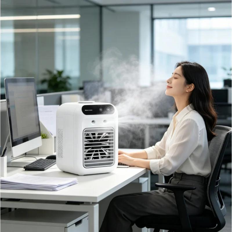 Mini 3-in-1 Klimaanlage Ventilator Tragbarer Verdunstungskühler Luftbefeuchter Leises Kühlgerät für Zuhause Büro Schlafzimmer