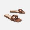 New flat-bottomed cool slippers wear metal decoration one-word sandals flat-heeled women's shoes