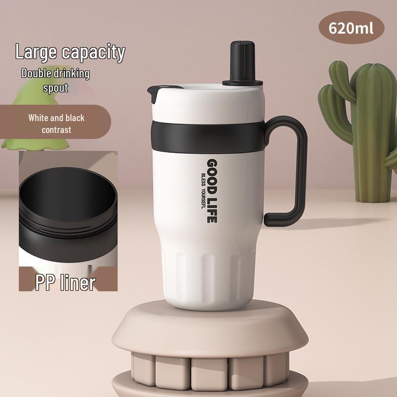 High-Value Portable Straw Cup with Lanyard, 304 Stainless Steel, Ideal for Cola and Coffee, Great Gift