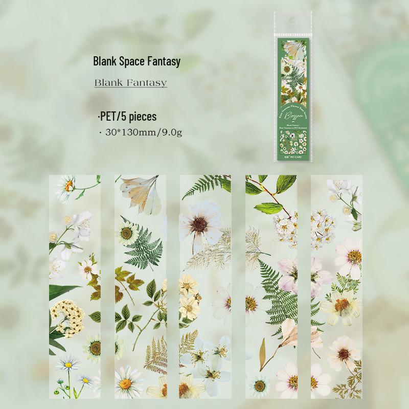 

MomoPET Floral Journey Bookmark Collection: Semi-Transparent Page Clips with Four Seasons Flowers.