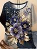 Sommer Damen Blumen T-Shirt 3D Druck Lockerer Schnitt Rundhals T-Shirts Bequeme Damenbekleidung Lässig Elegant Oversize Damen Oberteile
