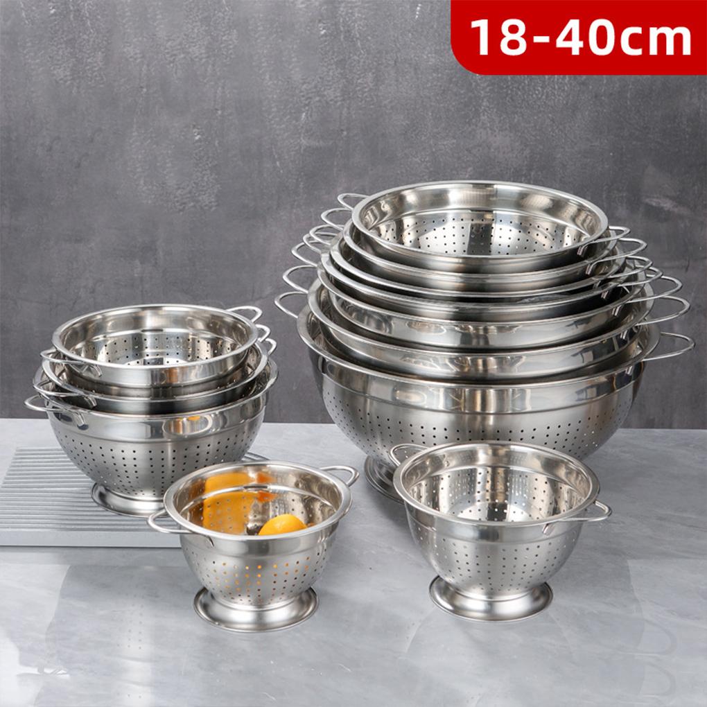 Stainless Steel Kitchen Strainer Large Capacity Colander For Fruit Basket In Kitchen Metal Colander