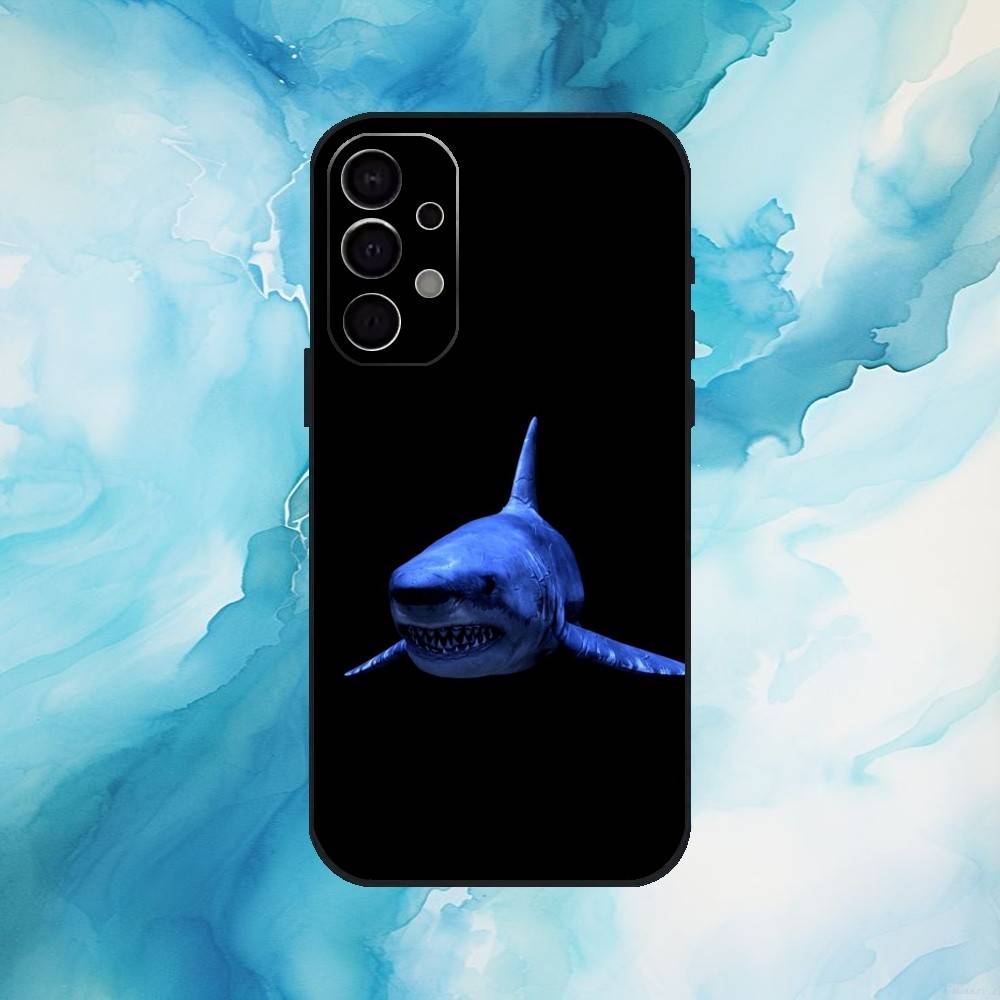 Fierce S-Shark Phone Case For Samsung S25,24,23,22,30,21,10,9,Ultra,Plus,Lite,FE,4,5 G Soft Black Case