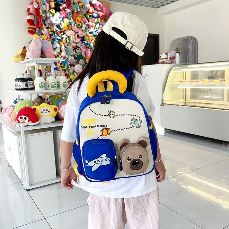 Blocking Cute Color Design Airplane Capybara Gift Printed Backpack Children