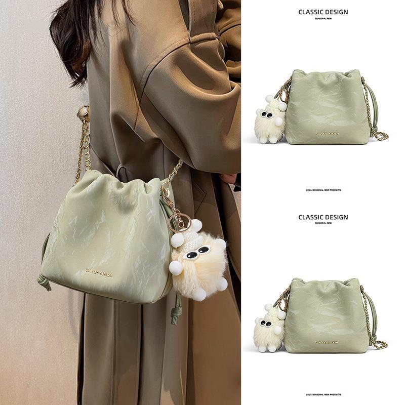 Bucket Bag New Leather Messenger Women's Bag Versatile High-end Light Luxury Niche Chain Shoulder Bag