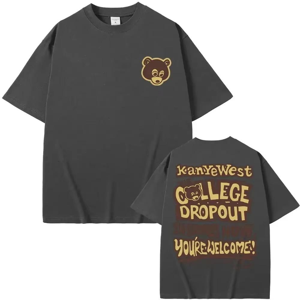 Best Famous Kanye West The College Dropout Graphics Tshirt Men Women's Hip Hop Rap Vintage T-shirts Male Casual T Shirt