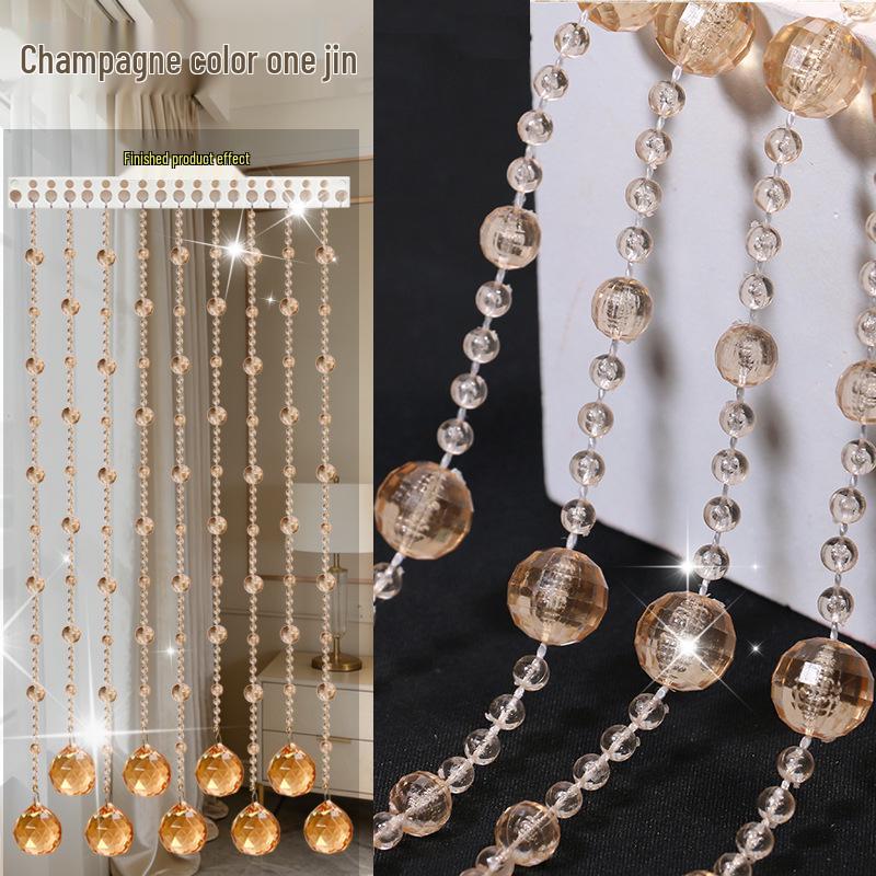 Transparent Crystal Bead Door Curtain for Wedding Decoration - DIY Hanging Partition with Feng Shui Elements, No Punching Required.