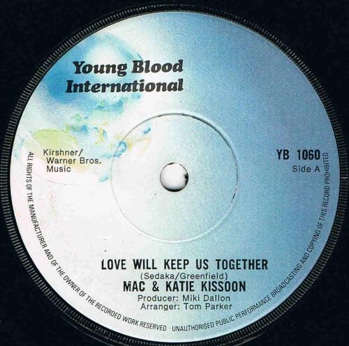 

7inch Record MAC KATIE KISSOON Love Will Keep Us Together YB1060 Young Blood Int 1973 UK Pop Used