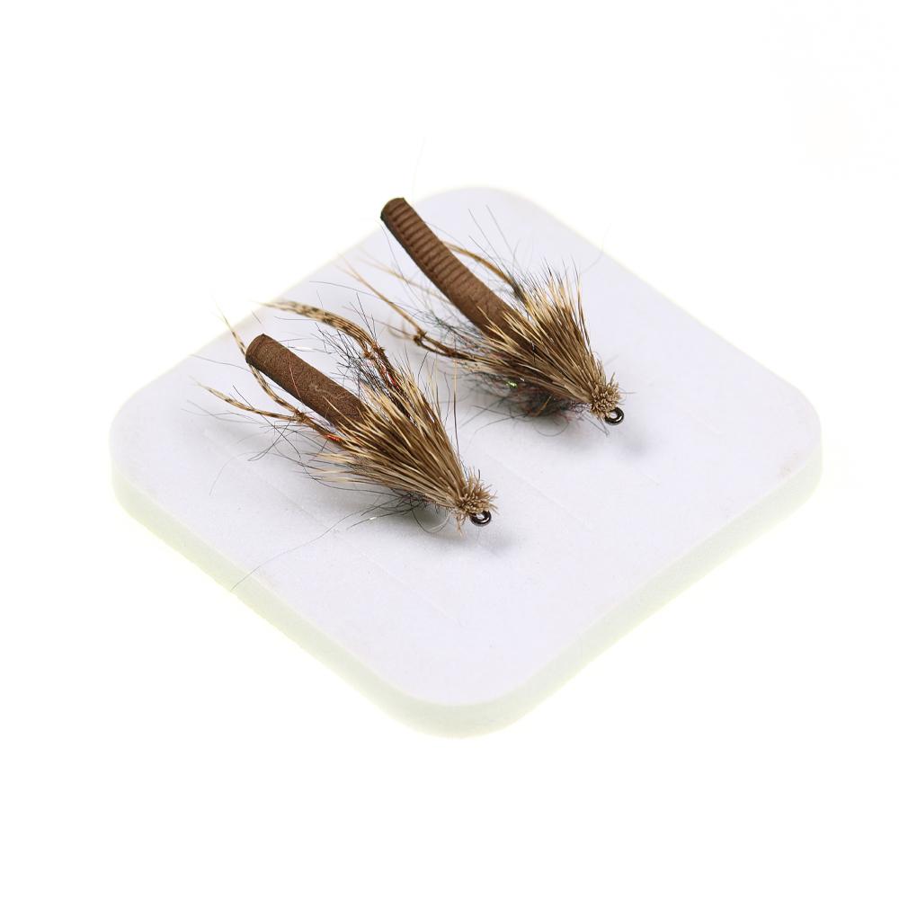 3/6PCS Caddisfly Foam Body Pupa Brown Elk Hair Barbless Hook Floating Dry Fly Mayfly Trout Bass Graying Panfish Fishing Lures