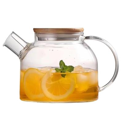 Begehrte Glas-Teekanne, Hitzebeständig, Herdkochend, [Lebensmittelhygienegesetz Konform], Bruchfest, Klar, Runde Teekanne für Schwarzen Tee, Grünen