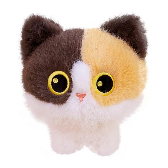 Cute Little Kitten Plush Toy Siamese & Calico Cat Stuffed Animal with Big Eyes Soft PP Cotton Doll Birthday Gift for Cat Lovers