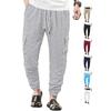 Men's Summer Thin Loose Breathable Micro-elastic Tether Imitation Hemp Square Men's Casual Pants Overalls