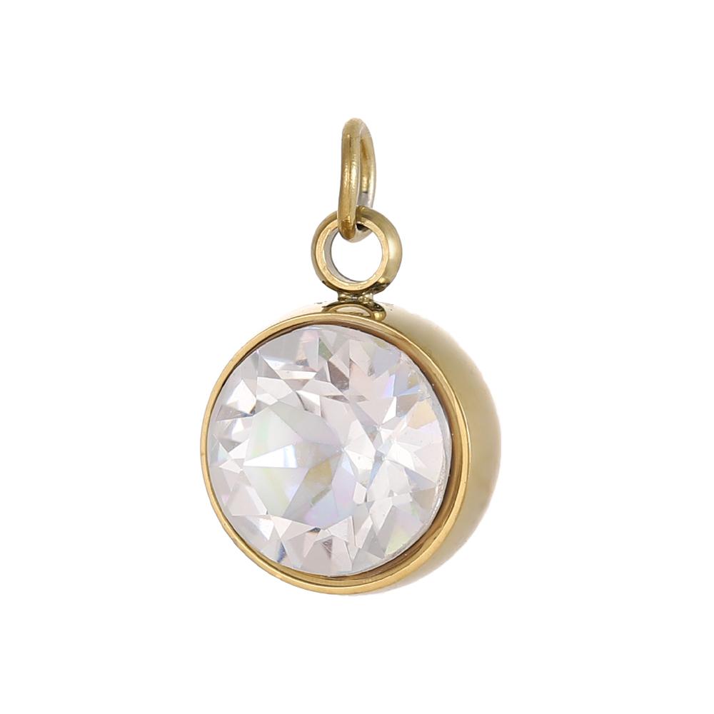 3PCS/LOT CARLIDANA Gold Plated Stainless Steel Charms, Moon Clover Heart Eye Zircon Pendants for Jewelry Making