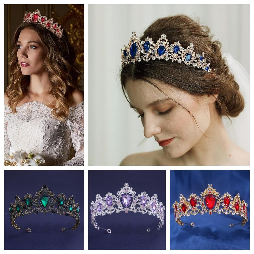 European and American Retro Baroque Bridal Crown Luxury Rhinestone Crown Headband Headdress Wedding and Makeup Accessories