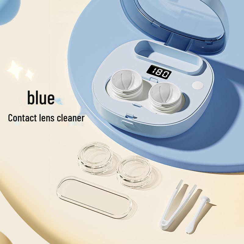 Sonic Vibrating Rechargeable Contact Lens Cleaner - Compact & Portable 80mm x 80mm x 33mm небесно-голубой