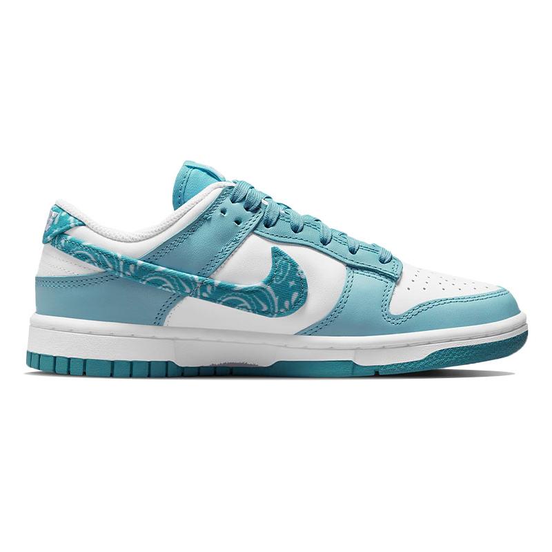 Nike Dunk Low ESS Blue Paisley Canvas Leather Cashew Flower Non-slip Wear-resistant Low-top Skate Shoes for Women White and Blue DH4401-101