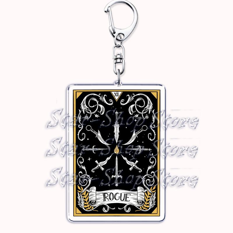 Popular Culture Halloween Tarot Card Keychains for Accessories Moon Luna Death Keyring Jewelry Fans Lovers Friends Reader Gifts