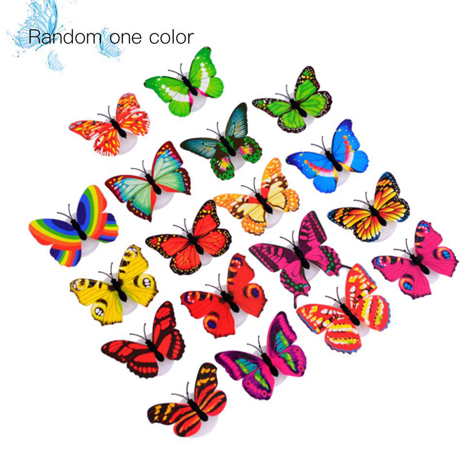 LED Lighting Colorful Butterfly Wall Stickers Night Light Home