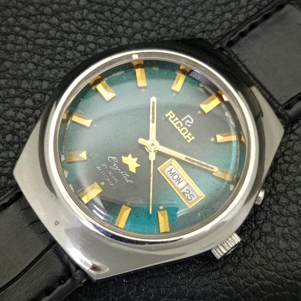 AUTOMATIC VINTAGE RICOH R31 JAPAN MENS ORIGINAL DIAL WATCH a703570-1 R213d-a703570