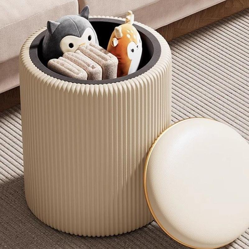 Storage Stool Low Round Modern Makeup Stools Aesthetic Comfortable Single Person Soft Chair Home Living Room Bedroom Furniture