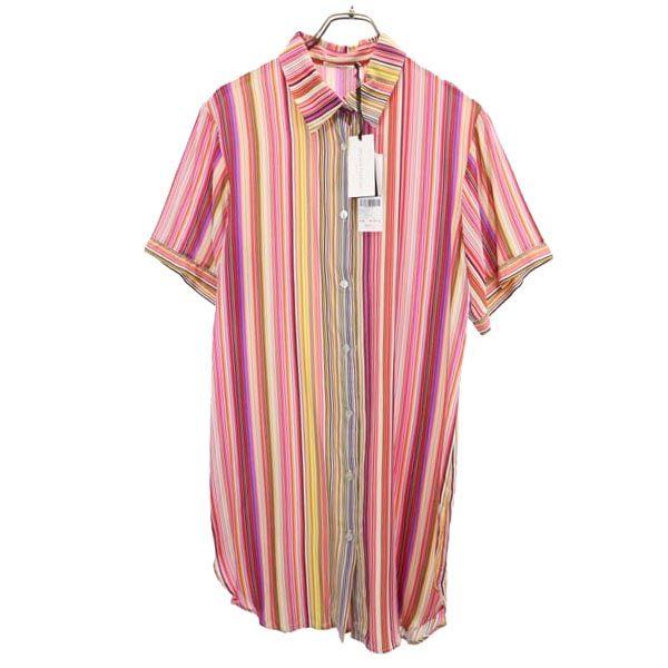 

неиспользованное Кьяра Фиорини сделано в Италии Полосатый узор Однобортное платье с коротким рукавом Женское Б/У