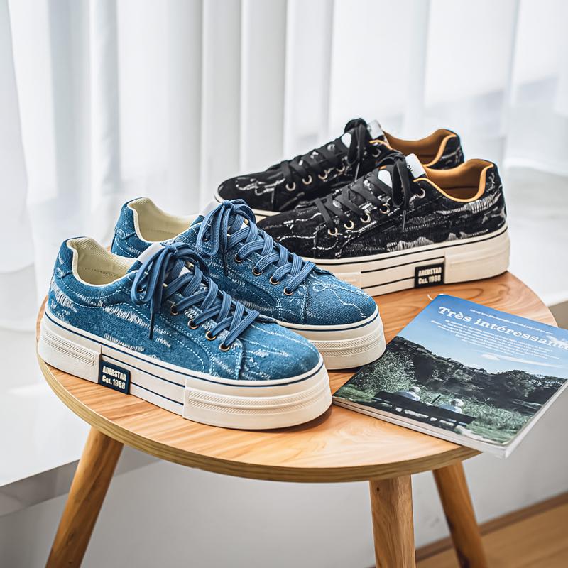 Men 's Casual Four Seasons Fashion Canvas Skateboarding Students Comfortable Sneakers Boys Trending Soft Sole Breathable Shoes