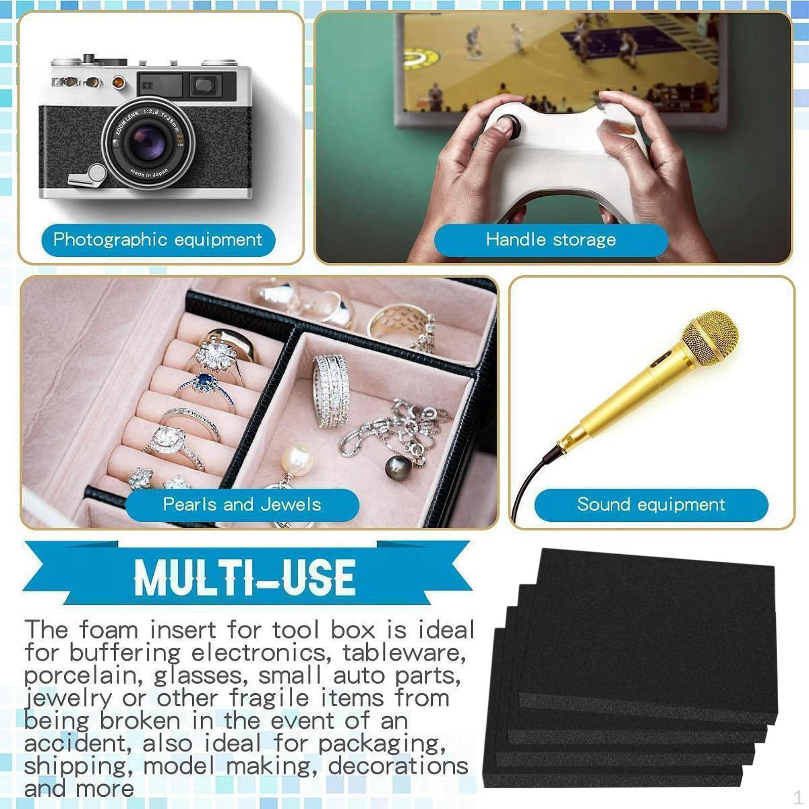 

4 упаковки пенопластовых листов для ящиков для инструментов, настраиваемые вставки для хранения решений 40cmx30cmx2.5cm