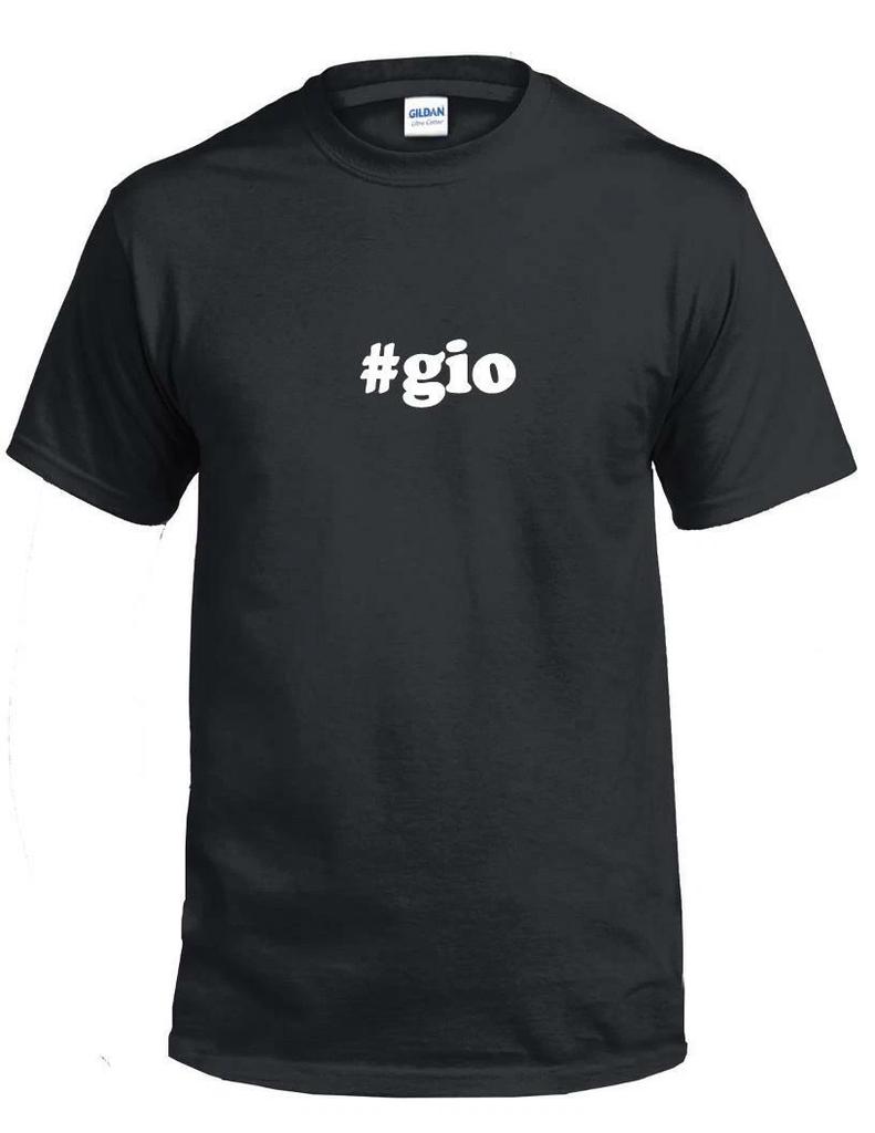 #gio T-Shirt Hashtag Gio Funny Gift Black White Cotton Tee Shirt