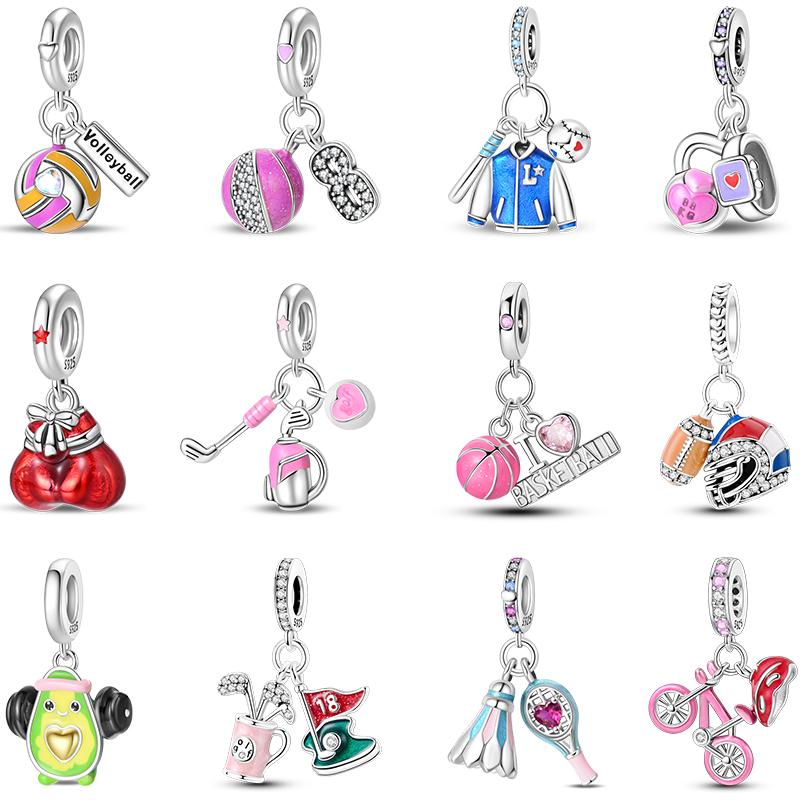 Copper Volleyball Baseball Badminton Golf Sports 3Mm Charms Beads Pendants Birthday Party Fine Diy Jewelry Gifts