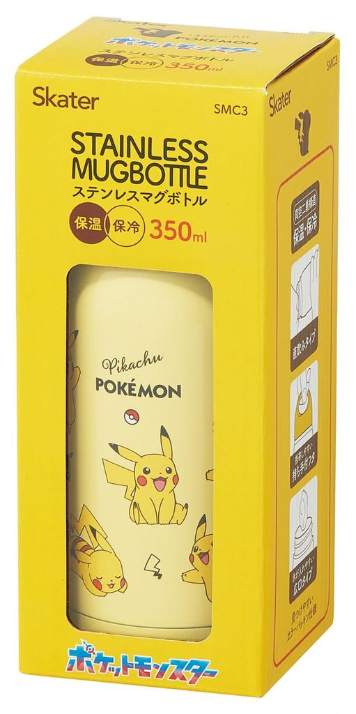 Skater Direct Drinking Stainless Steel Mug Bottle Water Bottle 350ml Pokemon Pikachu Insulated/Cold SMC3-A