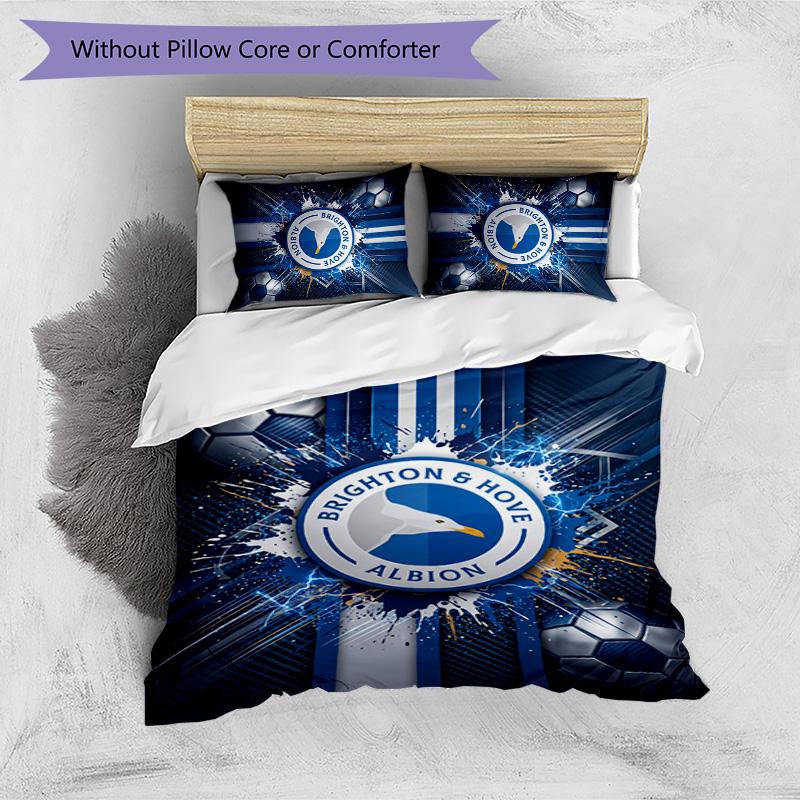 Set Lenzuola Stampato Brighton & Hove Albion Football 3 Pezzi, Set Copripiumino Confortevole e Delicato sulla Pelle per Camera da Letto