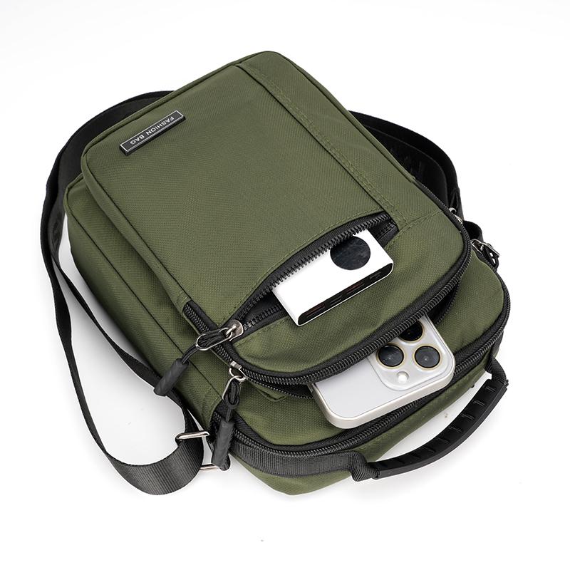 Men's Oxford Crossbody Bag Middle-Aged Sports Travel Shoulder Bag Multi-Compartment Mobile Phone Bag