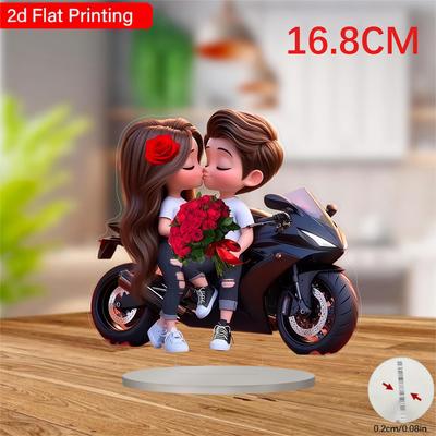 2D Boho Acryl Paar Ornament Ganzjahres Motorrad Rosen Design Wohnkultur Valentinstagsgeschenk